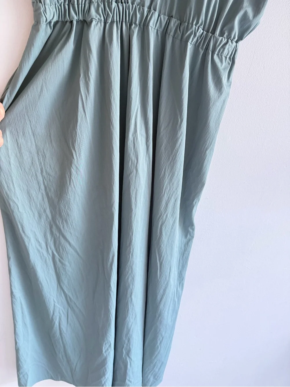 Abercrombie & Fitch Sage Green Short-Sleeve Maxi Shirt Dress